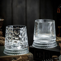 360 Degree Rotating Wine Glasses with Base Clear Old Fashioned Drinkware for Men Dad Husband Gifts, Fun Party Glasses