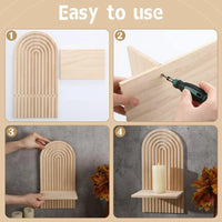 Boho Wooden Shelves for Wall Decorative Book Floating Wall Shelf for Living Room Bathroom Bedroom Classroom Office Nursery Home