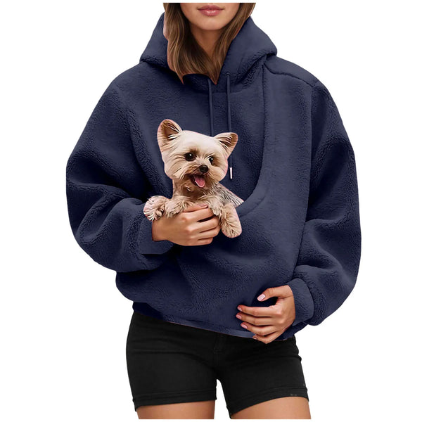 Cat Lovers Hoodie Kangaroo Dog Pet Holder Carrier Big Pouch Pocket Pullovers Sweatshirt Animal Pouch Hood Sweatshirt For Women