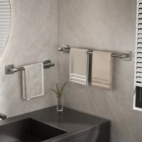 Space Aluminum Towel Rod Self-Adhesive No-Drilling Bathroom Kitchen Hand Towel Holder Plastic Base Sticky Installation
