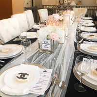 Pearl Chiffon Table Runner 80x300cm Semi Transparent Gauze Mesh Table Cloth for Wedding Bridal Shower Party Dining Decoration