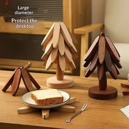 Solid Wood Heat Resistant Pot Mat Anti-scald Table Pad Non-slip Coaster High Temperature Resistant Placemat for Home Kitchen