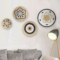 Boho Hand Woven Wall Basket Hanging Home Decorative Rustic Wall Basket Decor Pendants For Kitchen Farmhouse Table Living Room