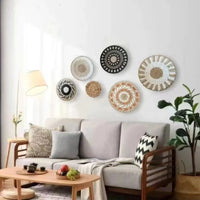 Boho Hand Woven Wall Basket Hanging Home Decorative Rustic Wall Basket Decor Pendants For Kitchen Farmhouse Table Living Room