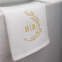 10PCS Personalized Design Housewarming Gift Wedding 100% Linen Napkins,Customized Monogram Linen Cotton Dinner Cloth Embroidered