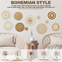 11Pcs Woven Wall Basket Decor Decorative Rattan Wicker Wall Decor Handmade Wicker Wall Baskets Aesthetic Wall Basket Decor Woven