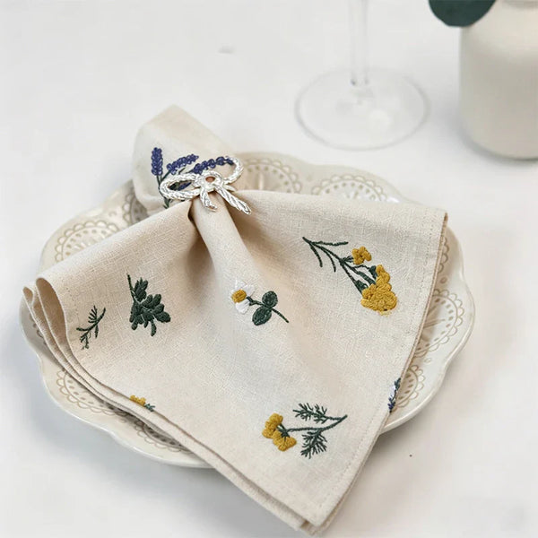 4/6Pcs Vintage Embroidery Cloth Napkins Cotton Linen Fabric Wedding Decoration for Kitchen Placemat Reusable Dinner Table Napkin