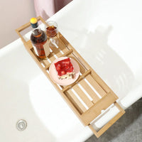 Expandable Luxury Wooden Bathtub Caddy Tray Bathtub Accessories 23.62''-34.25'' Soap Dish Non Slip Tablet Holder Storage Holder