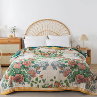 New Flowers Cotton Blanket Bedspread Single Double Home Decor Sofa Cover Summer Cooling Quilt Nap Blanket Cover Soft Bed Sheet