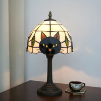 Midnight Cat Stained Glass Table Lamp