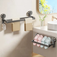 Bathroom Towel Holder without Drilling Hole Suction Cup Wall Mount Two Bar Hand Towel Rack Kitchen Shower Bath Room Towel Shelf