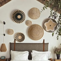 Boho Hand Woven Wall Basket Hanging Home Decorative Rustic Wall Basket Decor Pendants For Kitchen Farmhouse Table Living Room