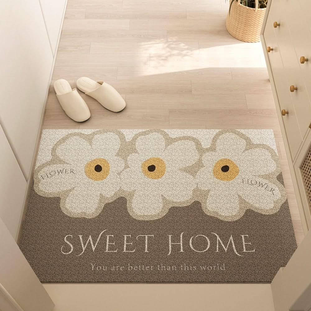 Antislip Deurmat van PVC Wasbaar met Bloemmotief voor Entree en Hal