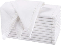 White Cloth Napkins - 12 Piece Pack | Cotton Linen Napkins | Dinner Table Napkins | Elegant Wedding Table Napkins Set | Restaurant Napkin Cloth