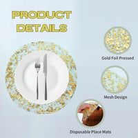 20/100PCS Metallic Foil Placemats 33cm Round Super Thin Disposable Glitter Gold Table Mats For Wedding Birthday Party Home Decor