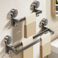 Bathroom Towel Holder without Drilling Hole Suction Cup Wall Mount Two Bar Hand Towel Rack Kitchen Shower Bath Room Towel Shelf