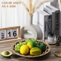 7Pcs Boho Chic Handcrafted Seagrass Wall Baskets, Rattan Woven Round Bohemian Decor for Home,Farmhouse-Featherless,Versatile Use
