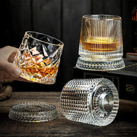 360 Degree Rotating Wine Glasses with Base Clear Old Fashioned Drinkware for Men Dad Husband Gifts, Fun Party Glasses