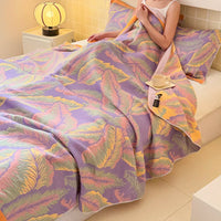 1pc 100%Cotton Three-layer Gauze Blanket Flower Printed Towel Blanket for Beds Single/Queen Size Plaids for Summer Bedspread