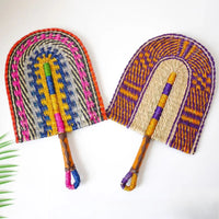 2025 New Hot-selling Seagrass Woven Straw Fan Wall Hanging African Element Wind Wall Decoration Daily Summer Hand Crank Pu