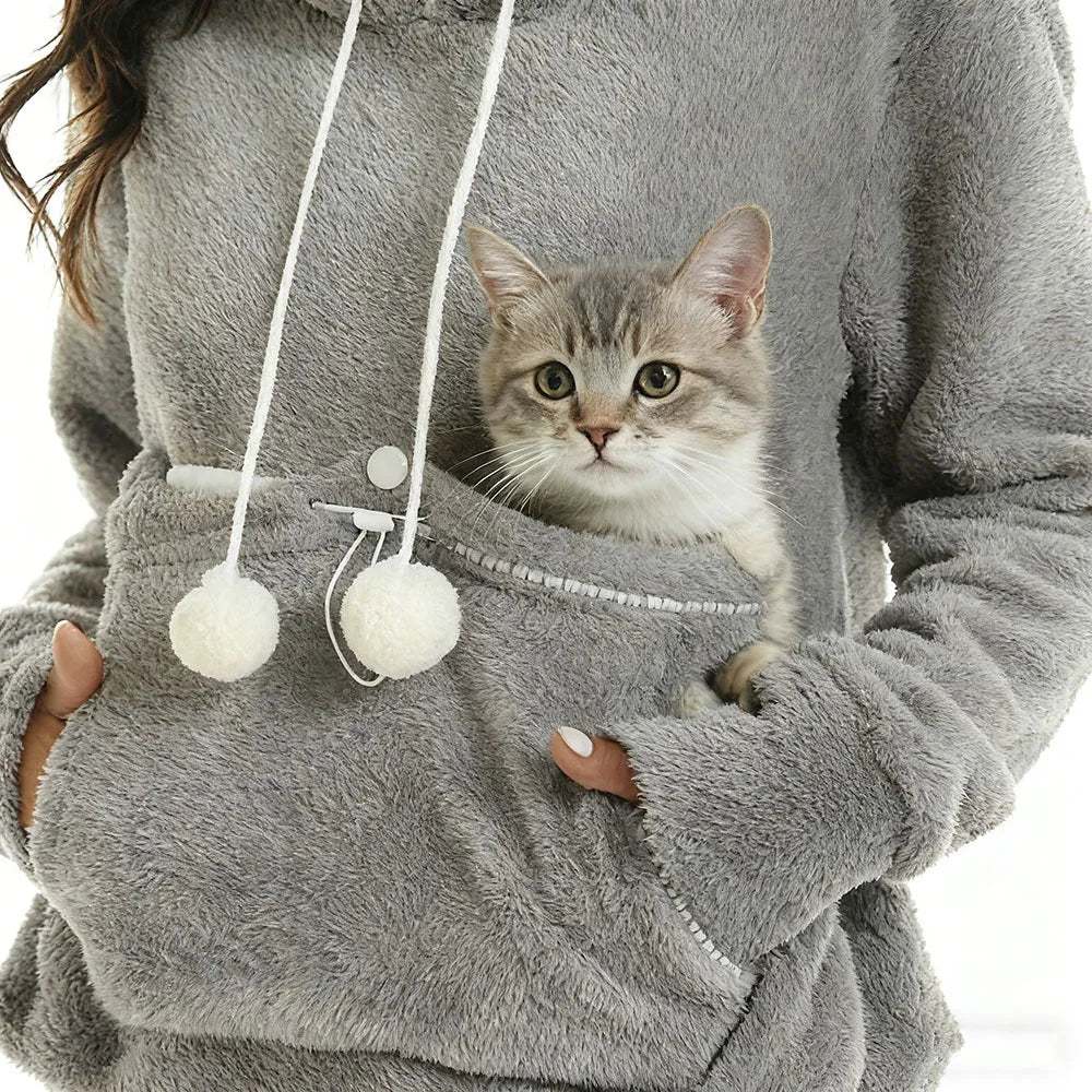 Cat Lovers Unisex Hooded Sweatshirt 2025 Autumn Cuddle Pouch Kangaroo Pet Pocket Pullover Paw Design Comfortable Dropshipping