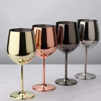 500ML Stainless Steel  Unbreakable Tall Champagne Glass Bar KTV European Style Goblet Glass Goblet Metal Red Wine Cocktail Glass