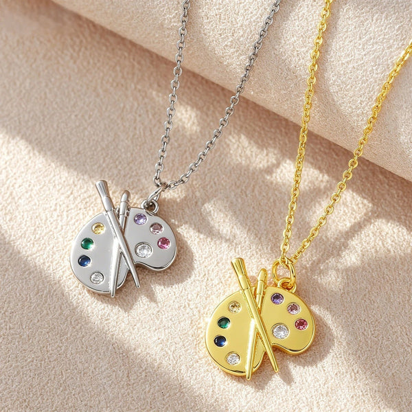 Artist Palette Gemstone Pendant Necklace
