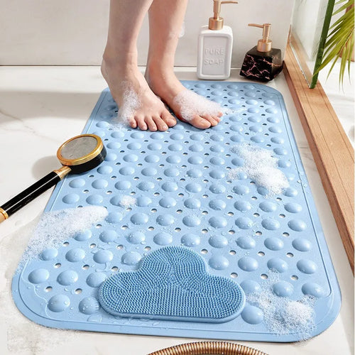 1pc PVC Non-slip Shower Mat with Suction Cups & Drain Holes, Massage Shower Rug Bathroom Mat Bathtub Mat Bath Rugs, 15.7x27.5in