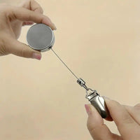 1PC No-Drill Self-Adhesive Automatic Retractable Towel Rack Wall Mounted Hand Towel Holder With Stainless Steel Cable Clamp