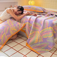 1pc 100%Cotton Three-layer Gauze Blanket Flower Printed Towel Blanket for Beds Single/Queen Size Plaids for Summer Bedspread