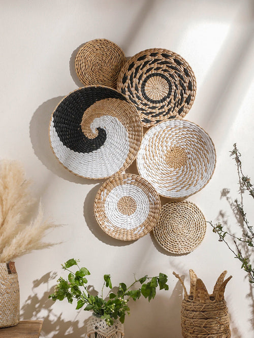 Seagrass Wall Hanging Decor Wall Basket Boho Home Decoration Handmade Natural Wall Art for Kitchen Bedroom Living Room Ornament