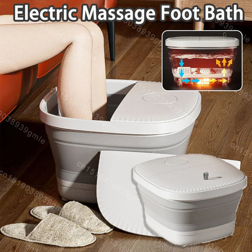Fully Automatic Massage Heating Foot Bath Folding Heat Constant Temperature Foot Wash Basin Relieve Pressure Relax Massager Spa