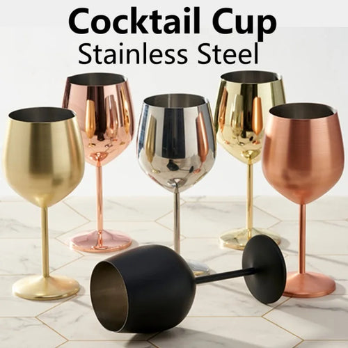 Cocktail Glass Nordic Stainless Steel Durable Tall Champagne Outdoor Metal Red Juice Wine Creative Cup for Bar Party and Home
