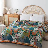 New Flowers Cotton Blanket Bedspread Single Double Home Decor Sofa Cover Summer Cooling Quilt Nap Blanket Cover Soft Bed Sheet