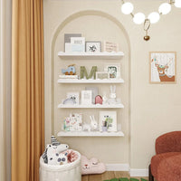 White Wavy Wooden Floating Shelf Bedroom Wall-Mounted Shelf Storage Wall Rack Home Toys Organizer Books Ledge Nursery Wall Decor