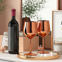 500ML Stainless Steel  Unbreakable Tall Champagne Glass Bar KTV European Style Goblet Glass Goblet Metal Red Wine Cocktail Glass