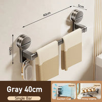 Bathroom Towel Holder without Drilling Hole Suction Cup Wall Mount Two Bar Hand Towel Rack Kitchen Shower Bath Room Towel Shelf