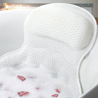 1pc Luxury Bath Pillow with 3D Air Mesh & Secure Suction | Neck/Back Support, Machine Washable, Home/Spa Use