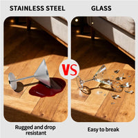 6Pcs Elegant Martell Wine Glasses 200ml Unbreakable Metal Stainless Steel Cocktail Martell Wine Glass Cups for Party Bar Wedding