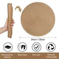 6Pcs Round Table Mat and Cup Coasters Set Woven Ramie Placemats Anti Slip Dining Placemats Non-Slip Tableware Bowl Pads Kitchen