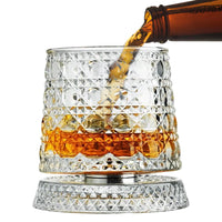 360 Degree Rotating Wine Glasses with Base Clear Old Fashioned Drinkware for Men Dad Husband Gifts, Fun Party Glasses