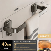 Suction Cup Folding Bathroom Hand Towel Rack Towel Holder Wall Mount No Drill Mount 30/40/50cm Towel Bar Apartment