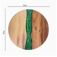 Wood Resin Charcuterie Board, Resin Cutting Board for Kitchen and mini bar, for meat,Cheese, Bread, Vegetables, Fruits,roundness