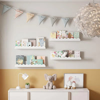 White Wavy Wooden Floating Shelf Bedroom Wall-Mounted Shelf Storage Wall Rack Home Toys Organizer Books Ledge Nursery Wall Decor