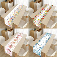 Spring Tulips Flower Fairy Table Runner Spring Summer Kitchen Dining Table Decor for Indoor Outdoor Home Holiday Party Decor