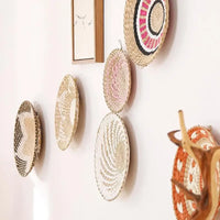 Boho Hand Woven Wall Basket Hanging Home Decorative Rustic Wall Basket Decor Pendants For Kitchen Farmhouse Table Living Room