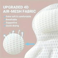 1pc Luxury Bath Pillow with 3D Air Mesh & Secure Suction | Neck/Back Support, Machine Washable, Home/Spa Use