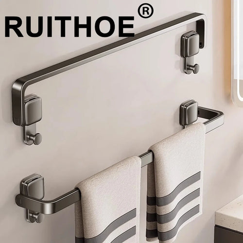 Suction Cup Folding Bathroom Hand Towel Rack Towel Holder Wall Mount No Drill Mount 30/40/50cm Towel Bar Apartment