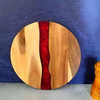 Wood Resin Charcuterie Board, Resin Cutting Board for Kitchen and mini bar, for meat,Cheese, Bread, Vegetables, Fruits,roundness