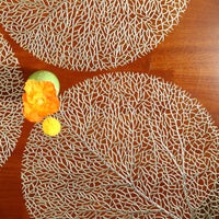 Set of 4 Table Mat Leaf Golden PVC Placemat Hollow Insulation Coaster Pads Table Bowl Home Christmas Modern Style Decor